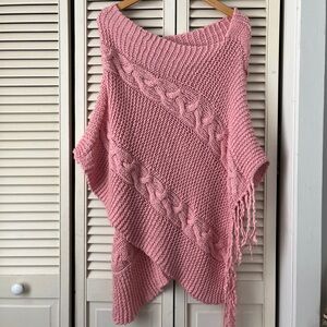 Faded Glory Pink Cable Knit Poncho